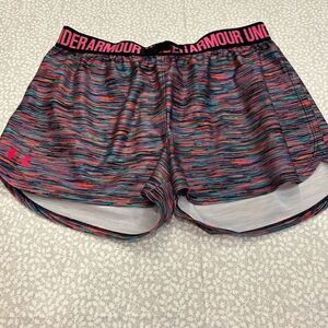 Under Armour multi colored Youth XL shorts pink logo across top